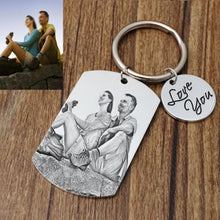 Load image into Gallery viewer, Personalized Photo Keychain-Gift for Couples-Engraved Picture Key Chain-Custom Photo Keychain-Gift for Him