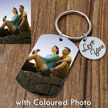 Load image into Gallery viewer, Personalized Photo Keychain-Gift for Couples-Engraved Picture Key Chain-Custom Photo Keychain-Gift for Him