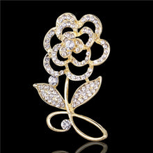 Load image into Gallery viewer, Gold Flower Brooches with Crystal-Pearl Accents-Bridal Brooch Bouquet Jewelry