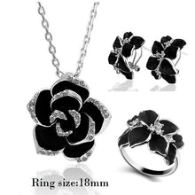 Load image into Gallery viewer, Fashion Rose Flower Enamel Jewelry Set Rose Gold Color Black Painting Bridal Jewelry Sets for Women Wedding 82606