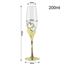 Load image into Gallery viewer, Wedding Gold Crystal Heart Stem Glasses for Bridal Couple