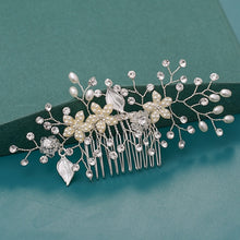 Load image into Gallery viewer, Silver Wedding Hair Combs Leaf Flower Design Bridal Hair Accessories