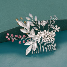 Load image into Gallery viewer, Silver Wedding Hair Combs Leaf Flower Design Bridal Hair Accessories