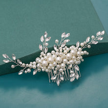 Load image into Gallery viewer, Silver Wedding Hair Combs Leaf Flower Design Bridal Hair Accessories