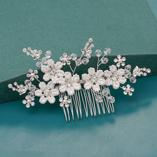 Load image into Gallery viewer, Silver Wedding Hair Combs Leaf Flower Design Bridal Hair Accessories
