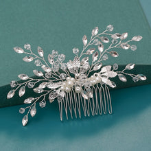 Load image into Gallery viewer, Silver Wedding Hair Combs Leaf Flower Design Bridal Hair Accessories