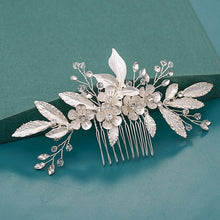 Load image into Gallery viewer, Silver Wedding Hair Combs Leaf Flower Design Bridal Hair Accessories