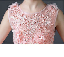 Load image into Gallery viewer, Glitz Long Trailing Pink Flower Girls Dress for Wedding or Special Occasion