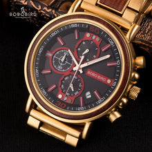 Load image into Gallery viewer, BOBO BIRD Top Brand Luxury Chronograph Military Quartz Wood Watch