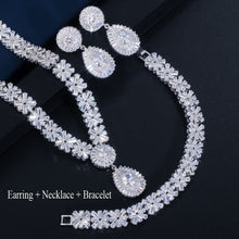 Load image into Gallery viewer, Exquisite Sparkling CZ Stone Gold or Silver Wedding 3 piece Jewelry Set for Brides
