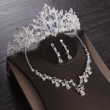 Load image into Gallery viewer, Luxury Heart Crystal Bridal Jewelry Sets Wedding Cubic Zircon Crown Tiaras Earring Choker Necklace Set