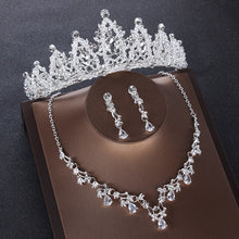 Load image into Gallery viewer, Luxury Heart Crystal Bridal Jewelry Sets Wedding Cubic Zircon Crown Tiaras Earring Choker Necklace Set
