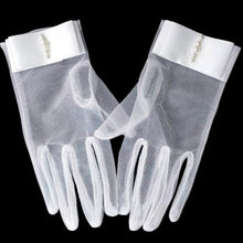 Load image into Gallery viewer, Wrist Length Bridal Gloves with Pretty Simulated Pearl Detail
