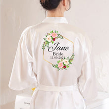 Load image into Gallery viewer, Personalized Custom Name  Flower Print  Wedding Bride Team Robes Bridal Party Robes Bridesmaid Robes gift