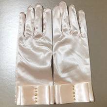 Load image into Gallery viewer, Wrist Length Bridal Gloves with Pretty Simulated Pearl Detail