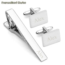 Load image into Gallery viewer, Personalized Master Customized Name Stainless Steel Cufflinks Tie Clip Set