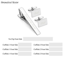 Load image into Gallery viewer, Personalized Master Customized Name Stainless Steel Cufflinks Tie Clip Set