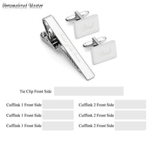 Load image into Gallery viewer, Personalized Master Customized Name Stainless Steel Cufflinks Tie Clip Set
