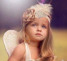 Load image into Gallery viewer, Precious Angelic Princess Flower Girl Feather Lace Headband-Rose Rhinestone Head Wear