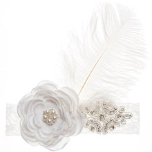 Load image into Gallery viewer, Precious Angelic Princess Flower Girl Feather Lace Headband-Rose Rhinestone Head Wear