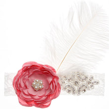 Load image into Gallery viewer, Precious Angelic Princess Flower Girl Feather Lace Headband-Rose Rhinestone Head Wear