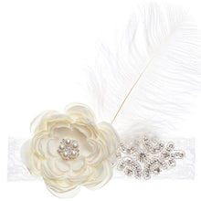 Load image into Gallery viewer, Precious Angelic Princess Flower Girl Feather Lace Headband-Rose Rhinestone Head Wear