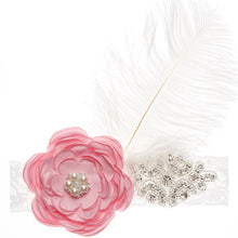 Load image into Gallery viewer, Precious Angelic Princess Flower Girl Feather Lace Headband-Rose Rhinestone Head Wear