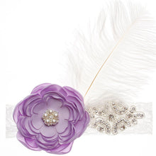 Load image into Gallery viewer, Precious Angelic Princess Flower Girl Feather Lace Headband-Rose Rhinestone Head Wear