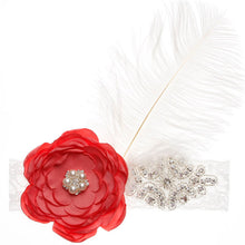 Load image into Gallery viewer, Precious Angelic Princess Flower Girl Feather Lace Headband-Rose Rhinestone Head Wear