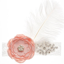 Load image into Gallery viewer, Precious Angelic Princess Flower Girl Feather Lace Headband-Rose Rhinestone Head Wear