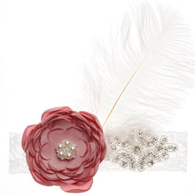 Load image into Gallery viewer, Precious Angelic Princess Flower Girl Feather Lace Headband-Rose Rhinestone Head Wear