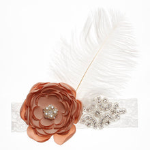 Load image into Gallery viewer, Precious Angelic Princess Flower Girl Feather Lace Headband-Rose Rhinestone Head Wear
