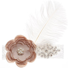 Load image into Gallery viewer, Precious Angelic Princess Flower Girl Feather Lace Headband-Rose Rhinestone Head Wear