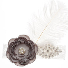 Load image into Gallery viewer, Precious Angelic Princess Flower Girl Feather Lace Headband-Rose Rhinestone Head Wear
