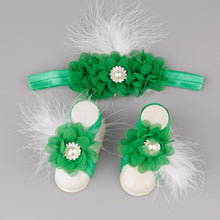 Load image into Gallery viewer, Boutique Chiffon Flower Headband with Barefoot Feather Sandals for Newborn-Babies
