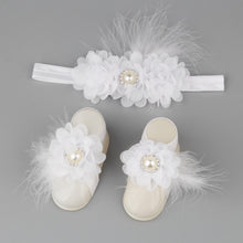 Load image into Gallery viewer, Boutique Chiffon Flower Headband with Barefoot Feather Sandals for Newborn-Babies