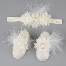 Load image into Gallery viewer, Boutique Chiffon Flower Headband with Barefoot Feather Sandals for Newborn-Babies