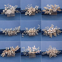 Load image into Gallery viewer, Gold Wedding Hair Combs Leaf Flower Design Bridal Hair Accessories