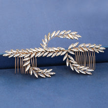 Load image into Gallery viewer, Gold Wedding Hair Combs Leaf Flower Design Bridal Hair Accessories