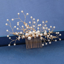 Load image into Gallery viewer, Gold Wedding Hair Combs Leaf Flower Design Bridal Hair Accessories