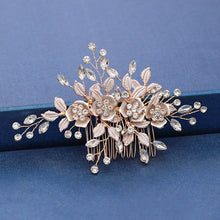 Load image into Gallery viewer, Gold Wedding Hair Combs Leaf Flower Design Bridal Hair Accessories