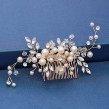 Load image into Gallery viewer, Gold Wedding Hair Combs Leaf Flower Design Bridal Hair Accessories