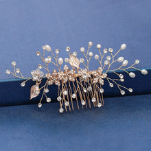 Load image into Gallery viewer, Gold Wedding Hair Combs Leaf Flower Design Bridal Hair Accessories