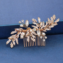 Load image into Gallery viewer, Gold Wedding Hair Combs Leaf Flower Design Bridal Hair Accessories