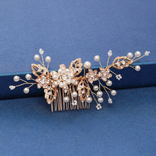 Load image into Gallery viewer, Gold Wedding Hair Combs Leaf Flower Design Bridal Hair Accessories