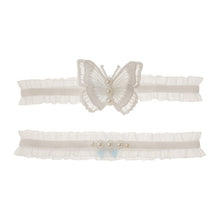 Load image into Gallery viewer, Stretch Bridal Garter Set-Lace Butterfly Design with Pearl Brooch for Wedding