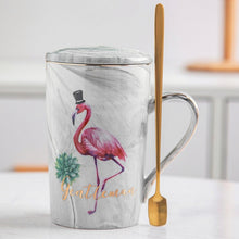 Load image into Gallery viewer, Luxury Flamingo Ceramic Marble Coffee Mugs Milk and Tea Porcelain Cup Packed With Gift Box for Lover Wedding Couples