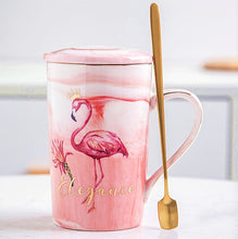 Load image into Gallery viewer, Luxury Flamingo Ceramic Marble Coffee Mugs Milk and Tea Porcelain Cup Packed With Gift Box for Lover Wedding Couples