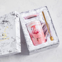 Load image into Gallery viewer, Luxury Flamingo Ceramic Marble Coffee Mugs Milk and Tea Porcelain Cup Packed With Gift Box for Lover Wedding Couples