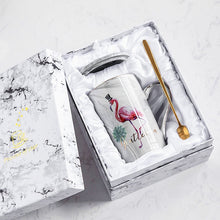 Load image into Gallery viewer, Luxury Flamingo Ceramic Marble Coffee Mugs Milk and Tea Porcelain Cup Packed With Gift Box for Lover Wedding Couples